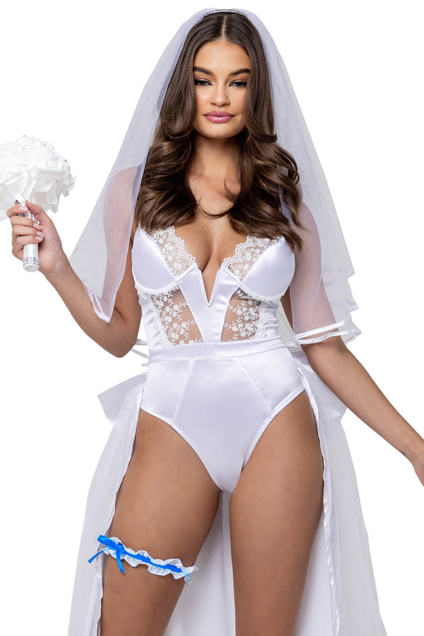  Leg Avenue Women's Blushing Bride Costume, White/White