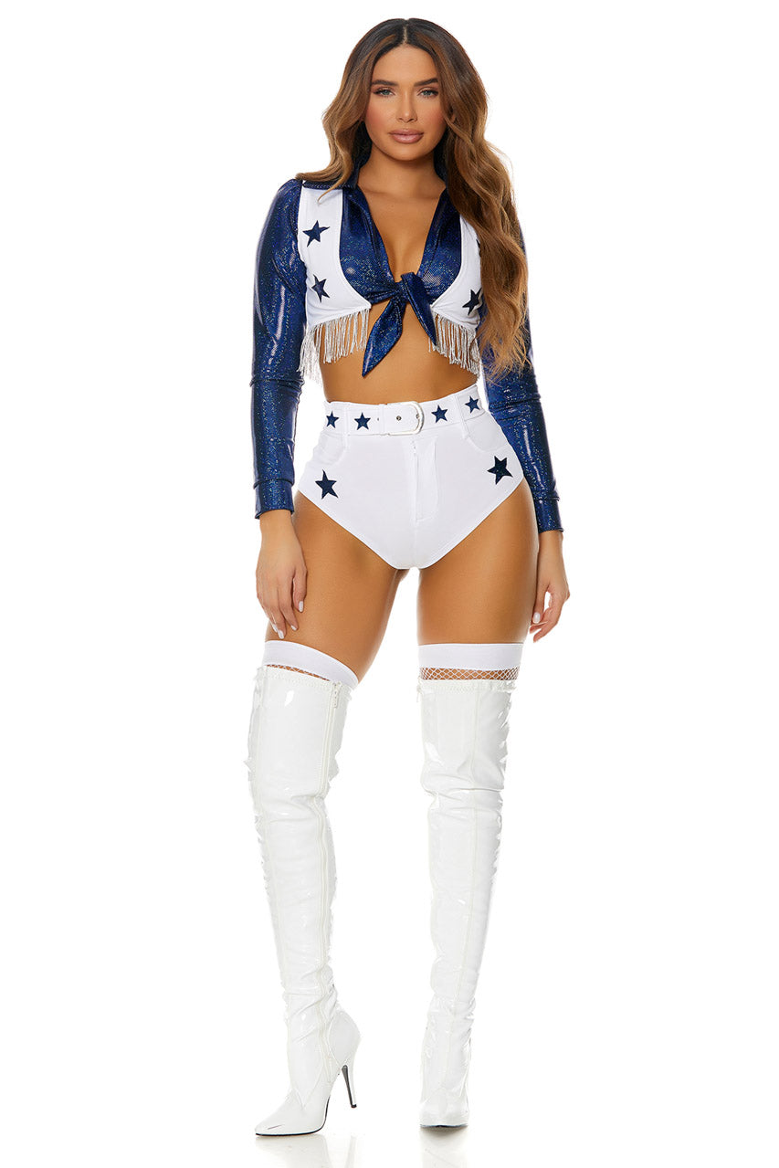 Cowgirl Cheerleader Costume, Blue Cheerleader Costume – 3wishes.com