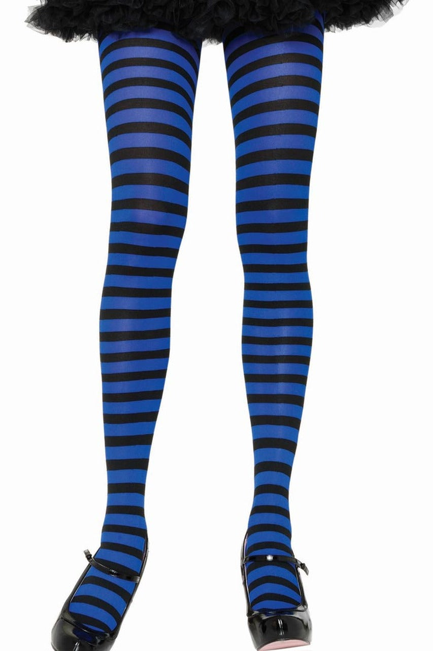 Black & Royal Blue Striped Sexy Pantyhose –