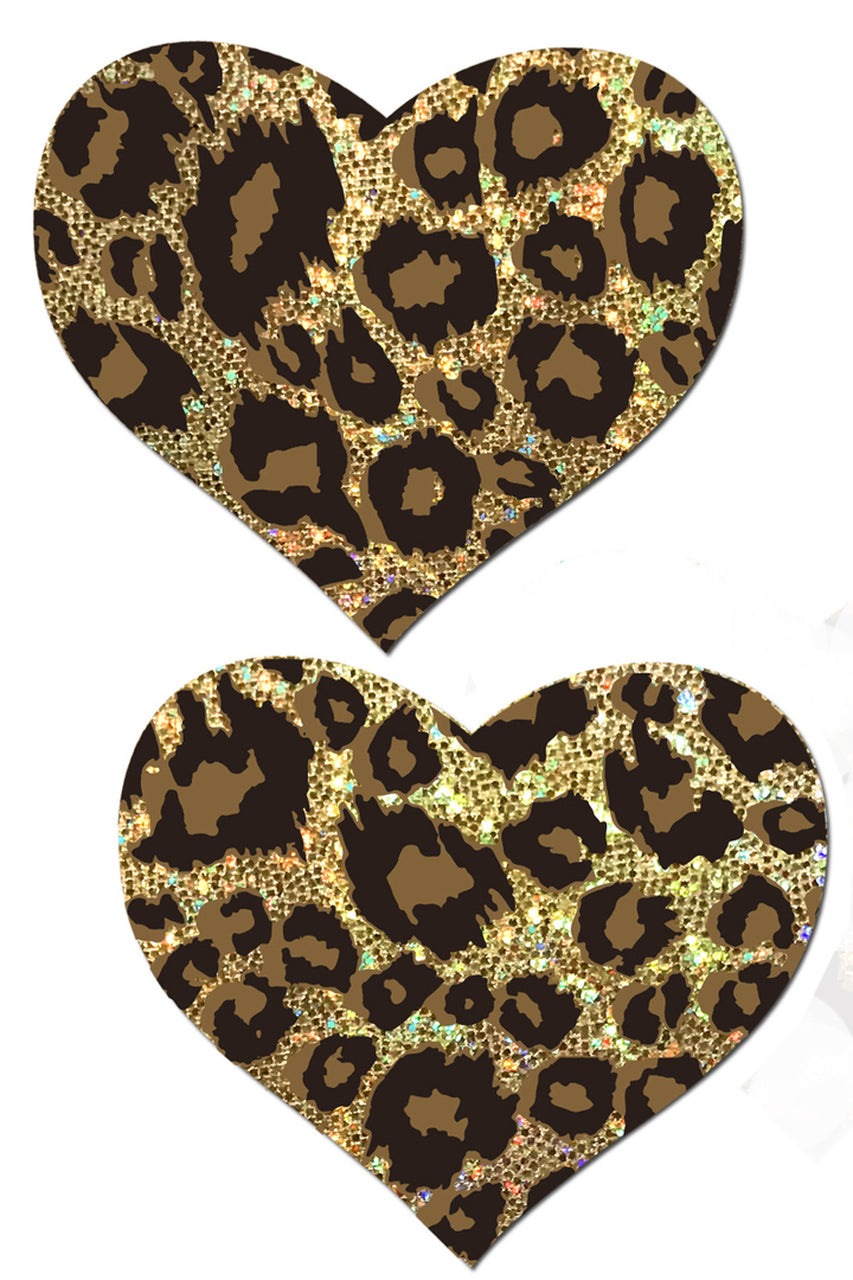 Buy wholesale White & gold leopard heart pin