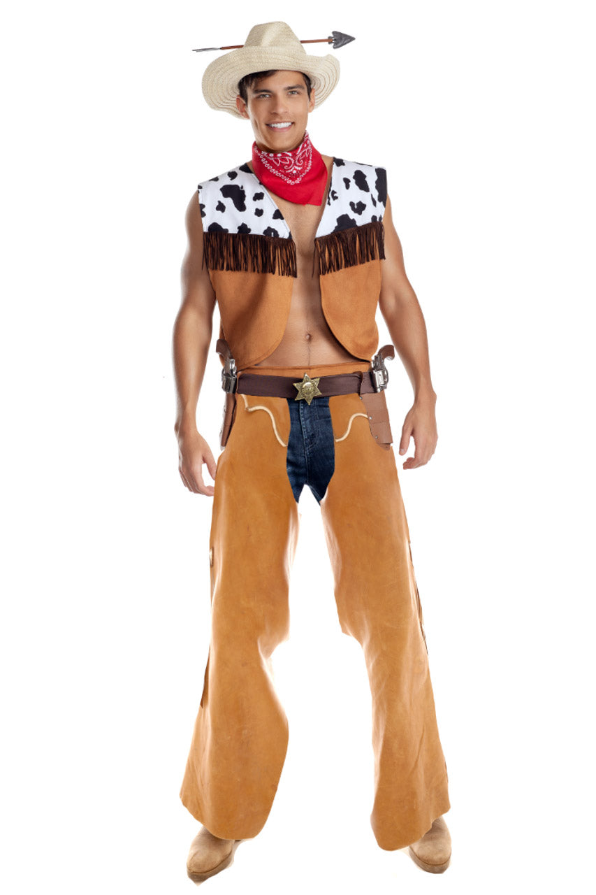 Wild West Hunk Costume, Mens Suede Cowboy Costume –
