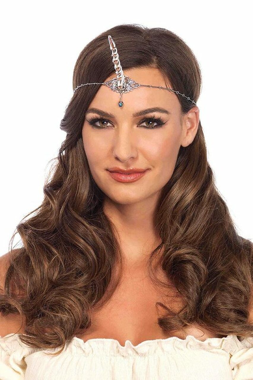 Mythical Unicorn Head Piece Jeweled with Small Silver Horn | 3WISHES.COM –  3wishes.com