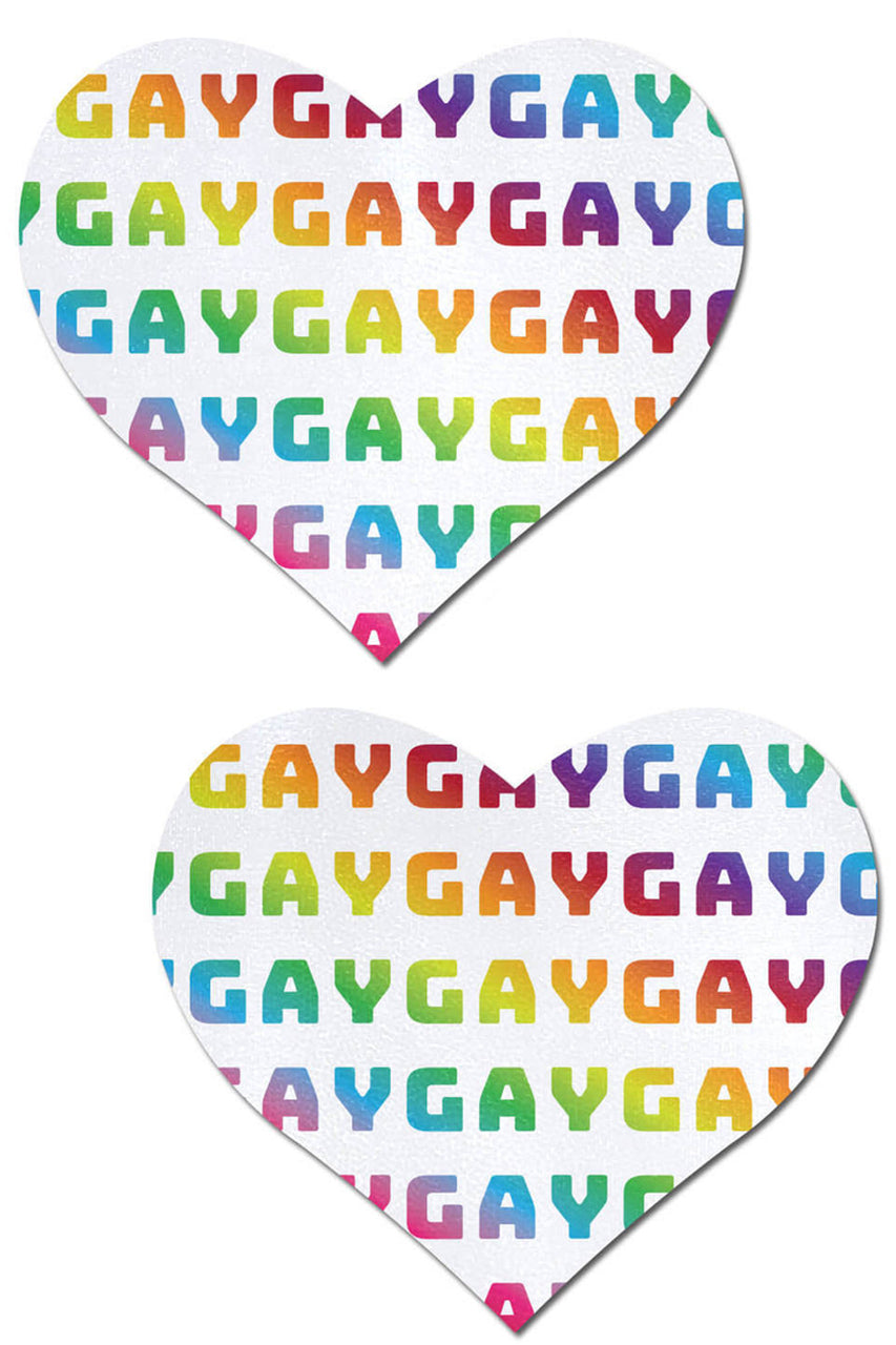 Rainbow Gay On White Heart Nipple Pasties – 3wishes.com