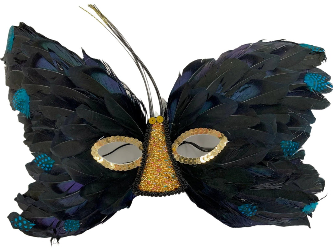 Black/Gold Feathered Mask