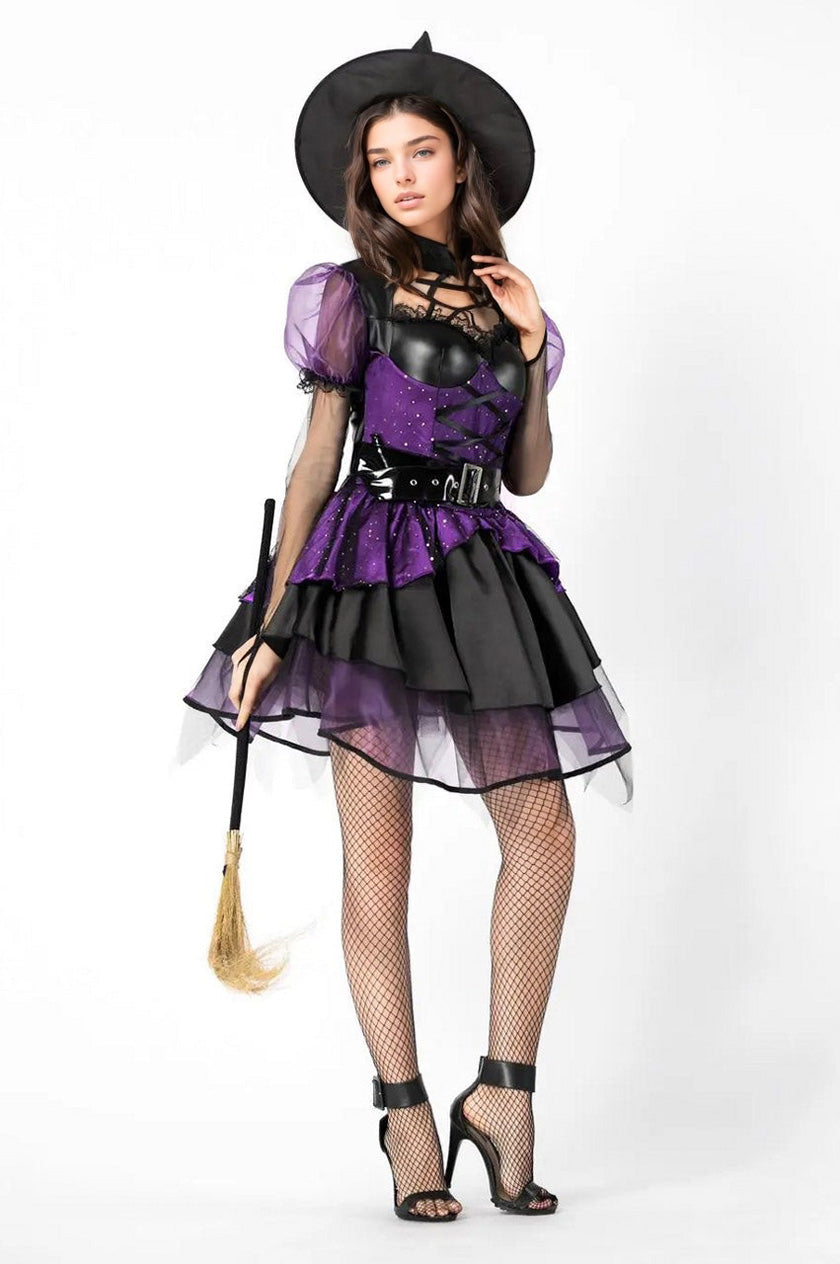 Purple Pentagram Witch Halloween Costume