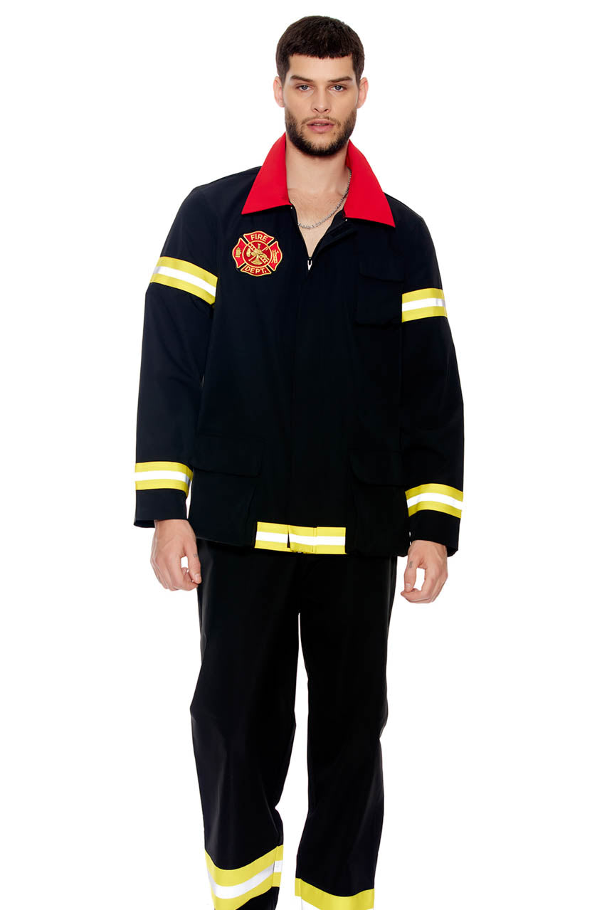 Where S The Fire Men S Firefighter Costume Fire Fighter Jumpsuit   FP553212 Black Front 