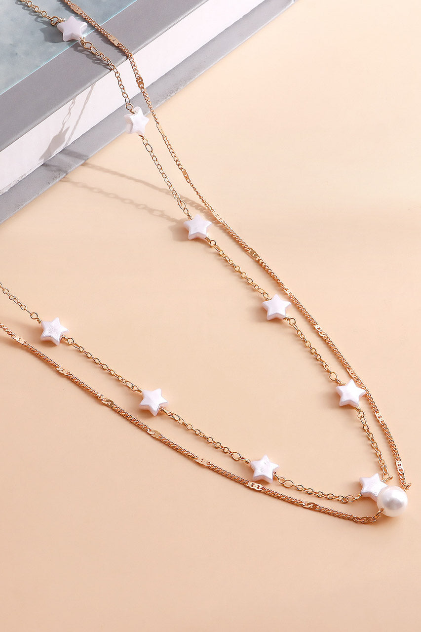 Faux Pearl and Star Gold Belly Chain