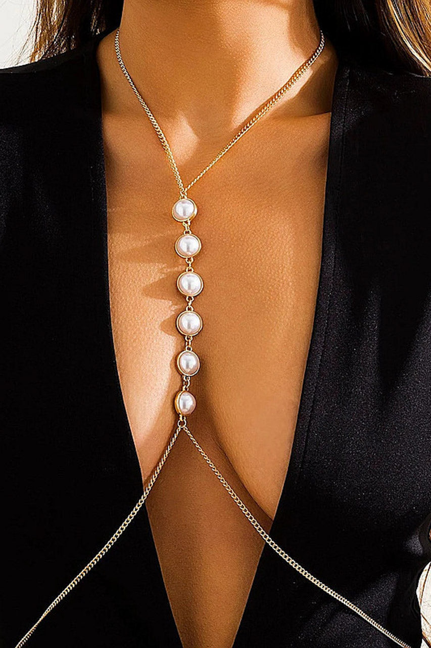 Faux Pearl Harness Body Jewelry