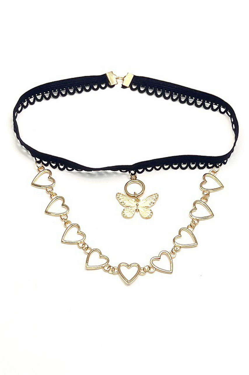 Butterfly and Heart Chain Leg Garter