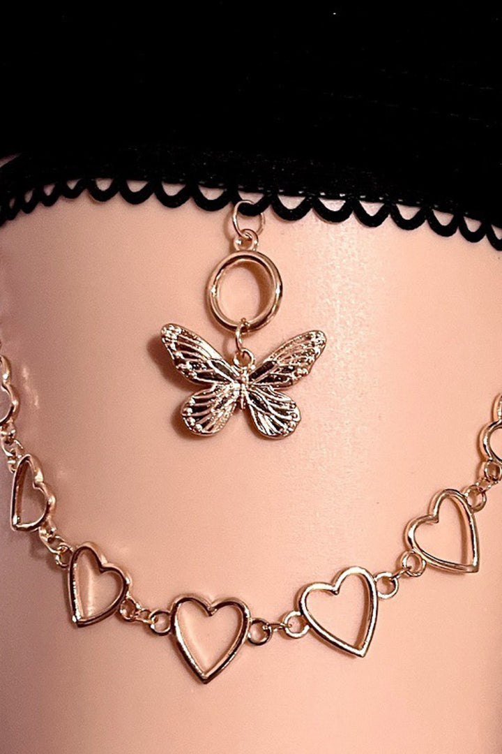 Butterfly and Heart Chain Leg Garter