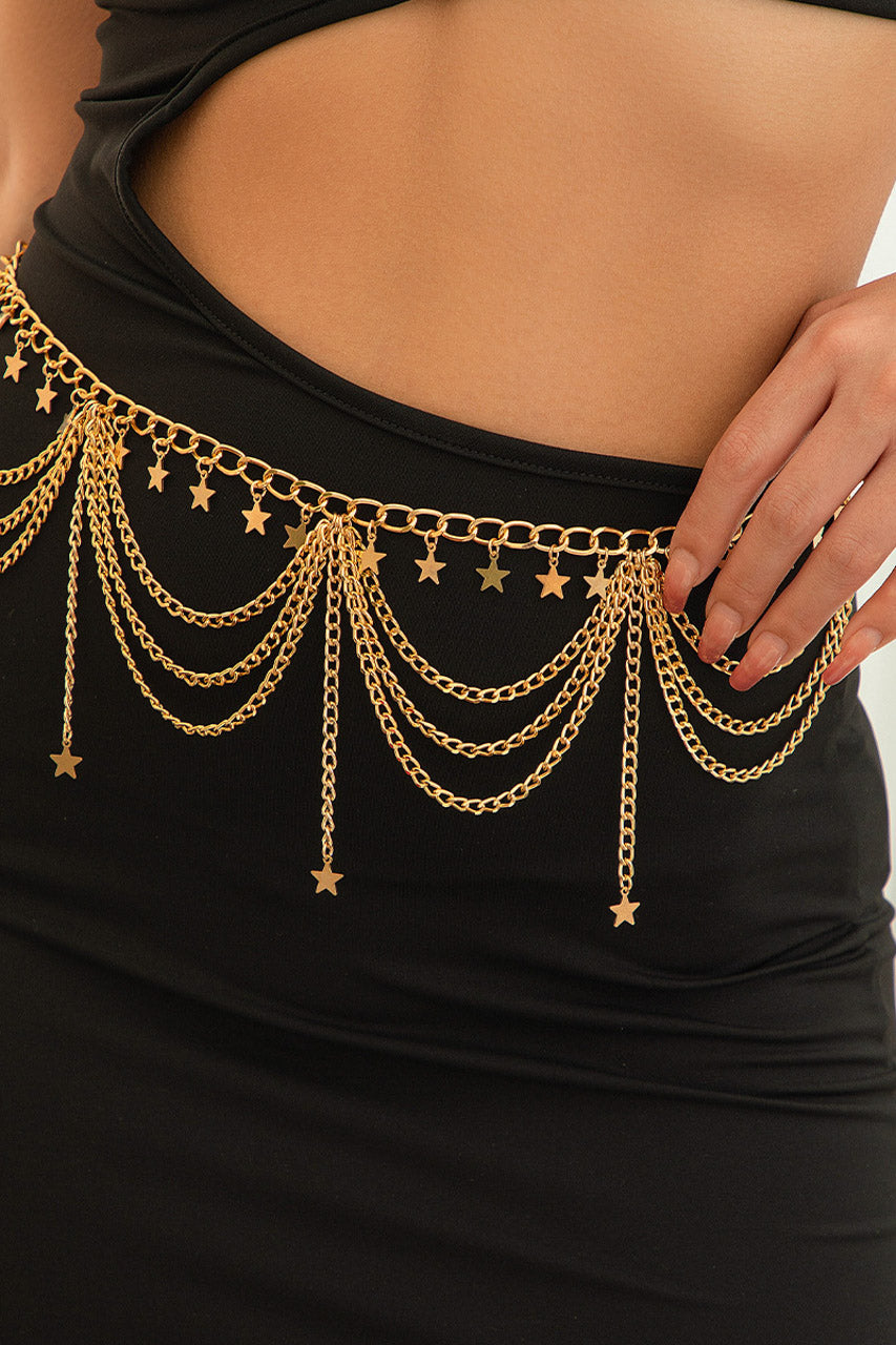 Gold Belly Chain with Stars