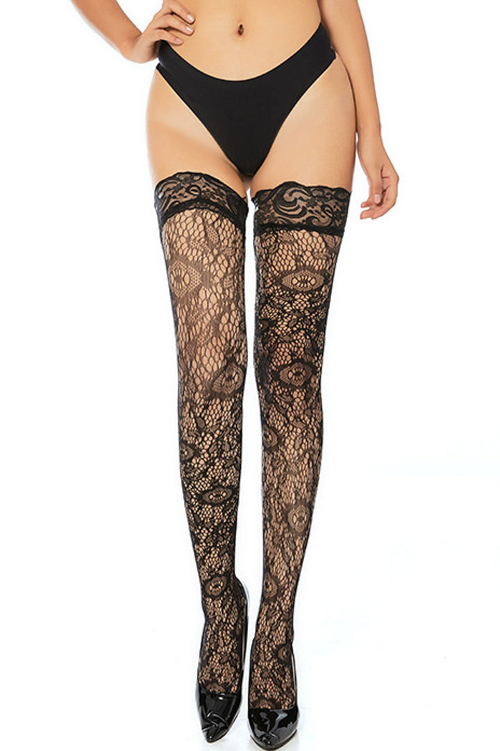 Patterned Fishnet Thigh Highs