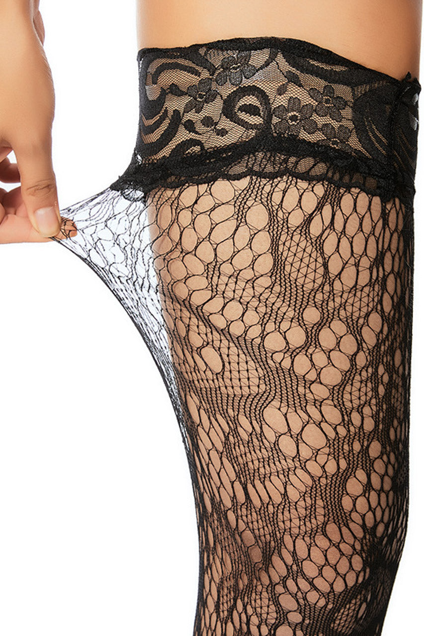 Patterned Fishnet Thigh Highs