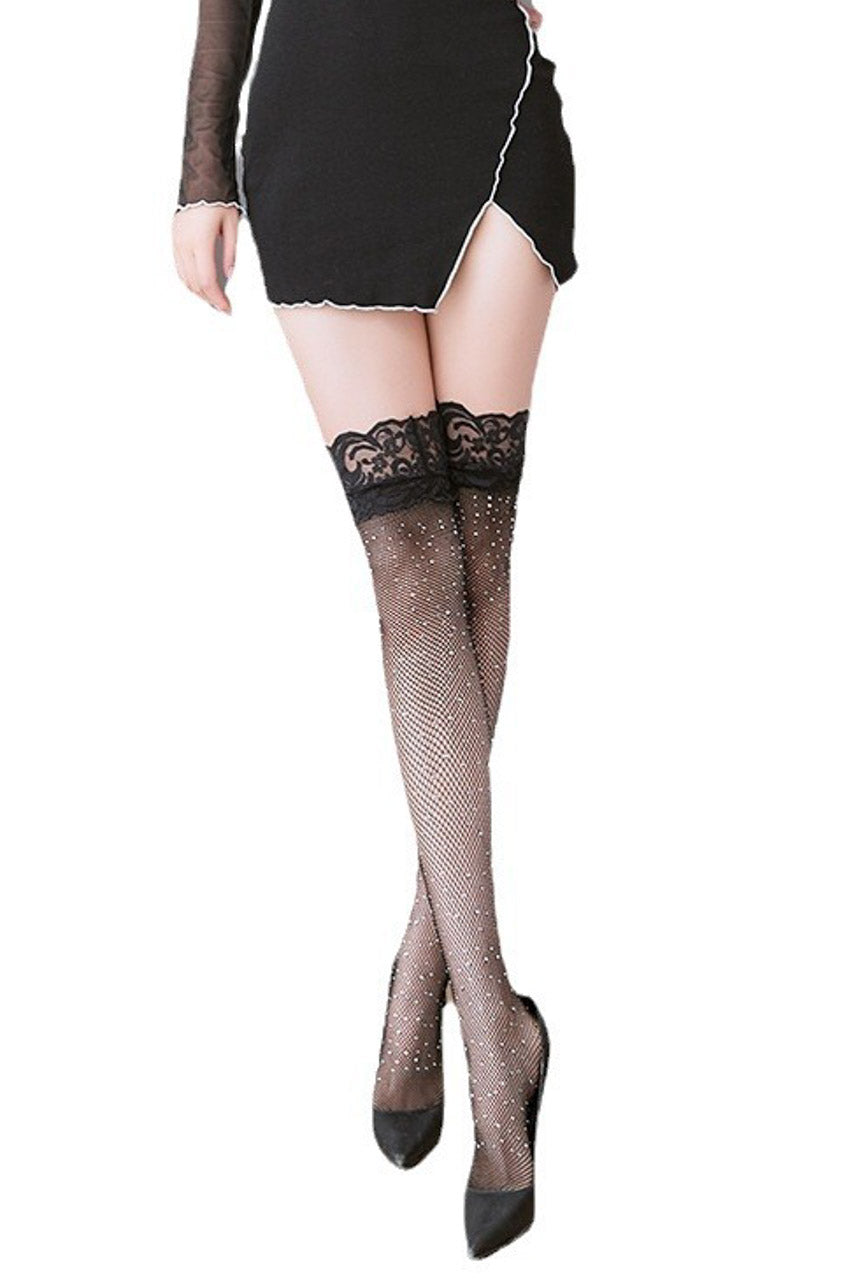 Glitter Net Thigh High Stockings