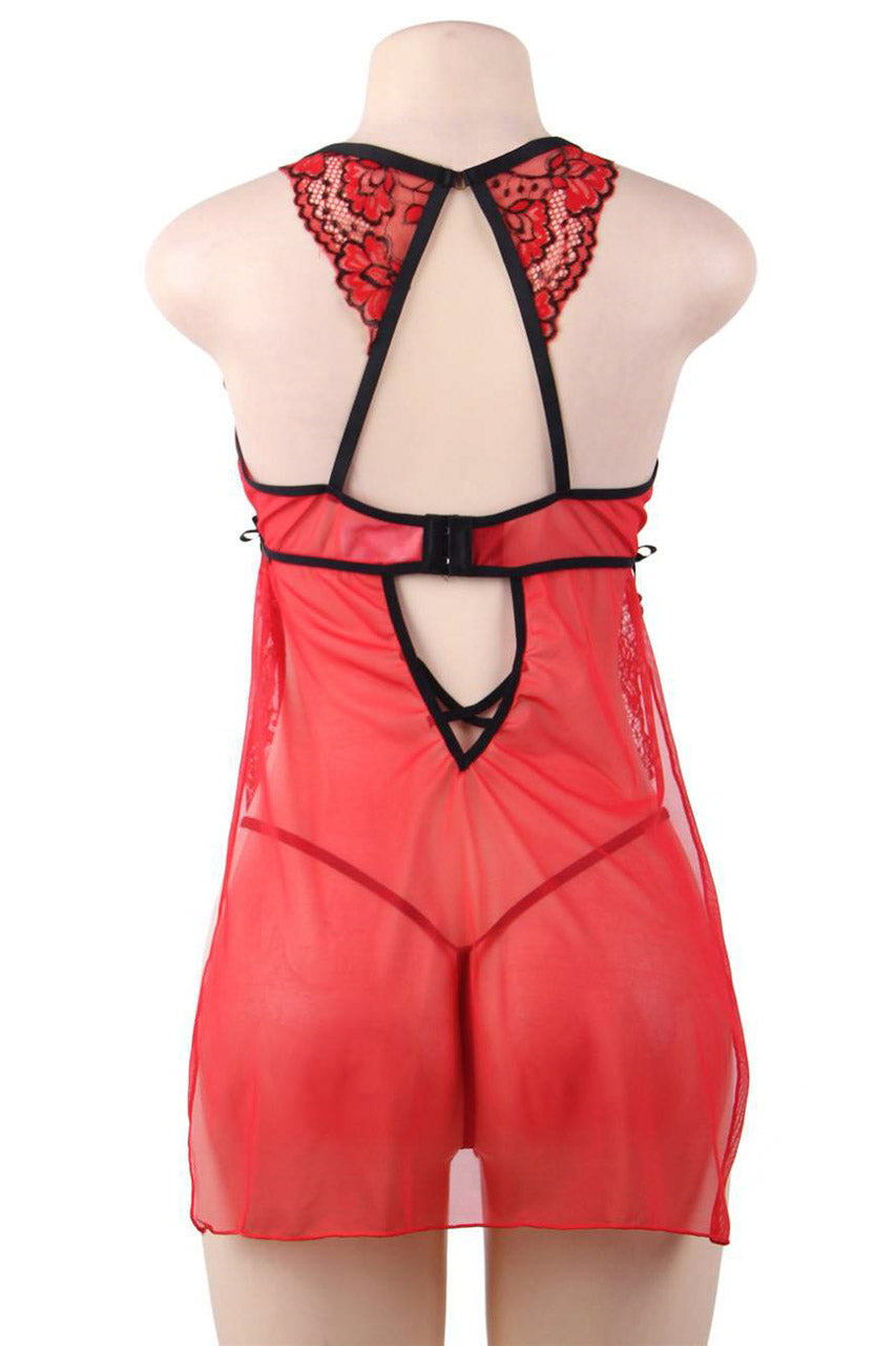 Rose Split Cup Babydoll