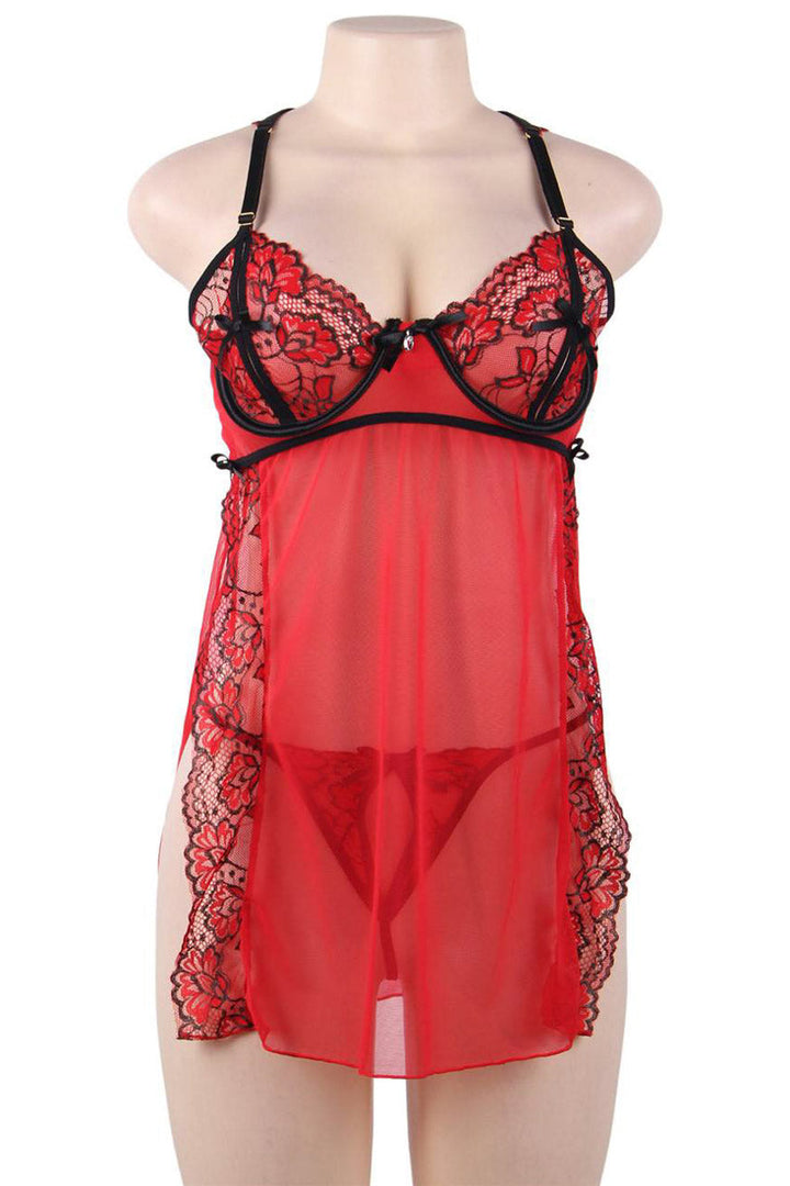 Rose Split Cup Babydoll