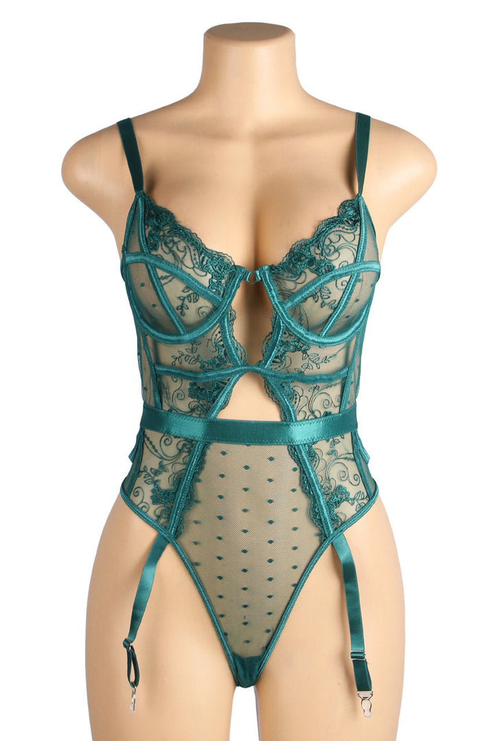 Embroidered Lace Cut Lingerie Teddy