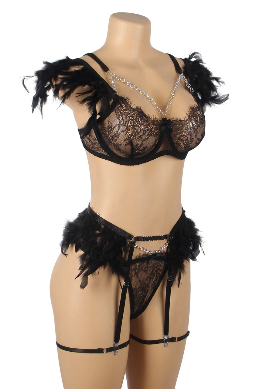 Feather and Chain Bra Set