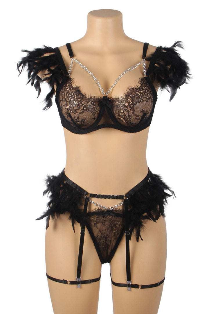 Feather and Chain Bra Set