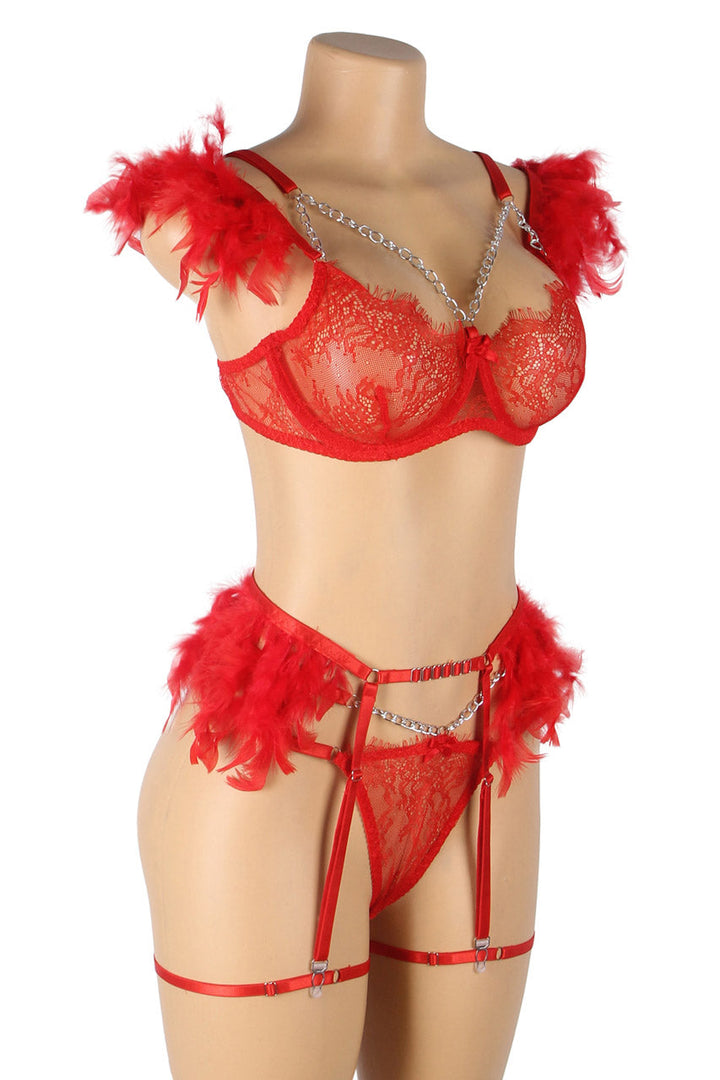 Feather and Chain Bra Set