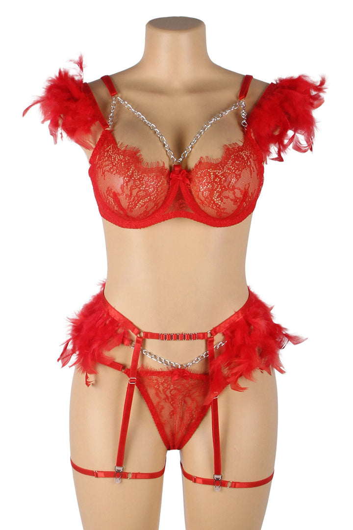 Feather and Chain Bra Set