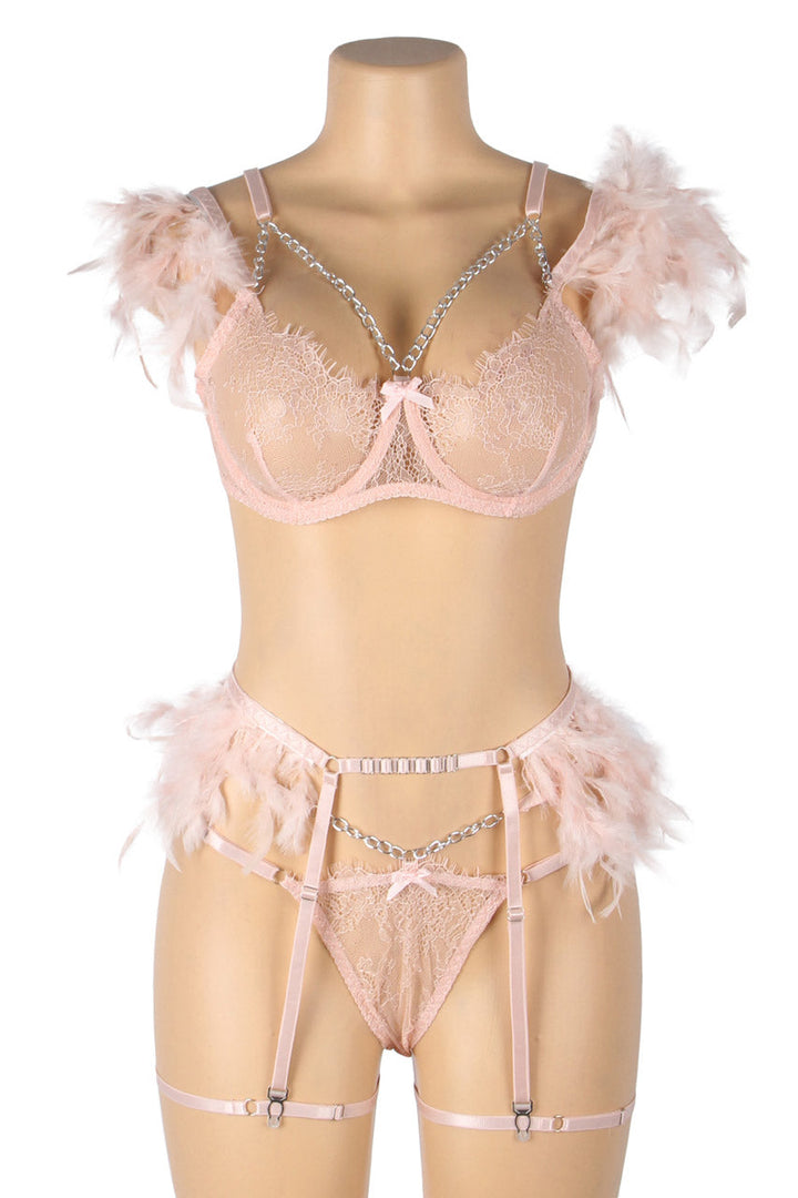 Feather and Chain Bra Set