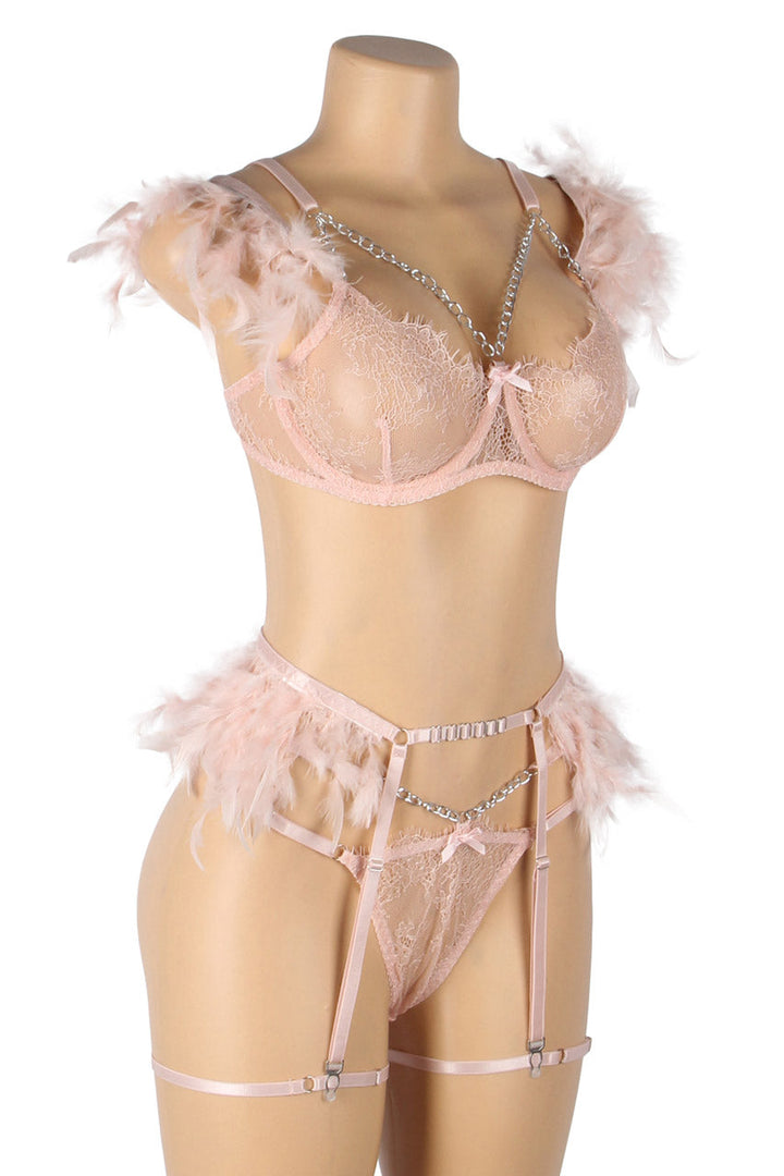 Feather and Chain Bra Set