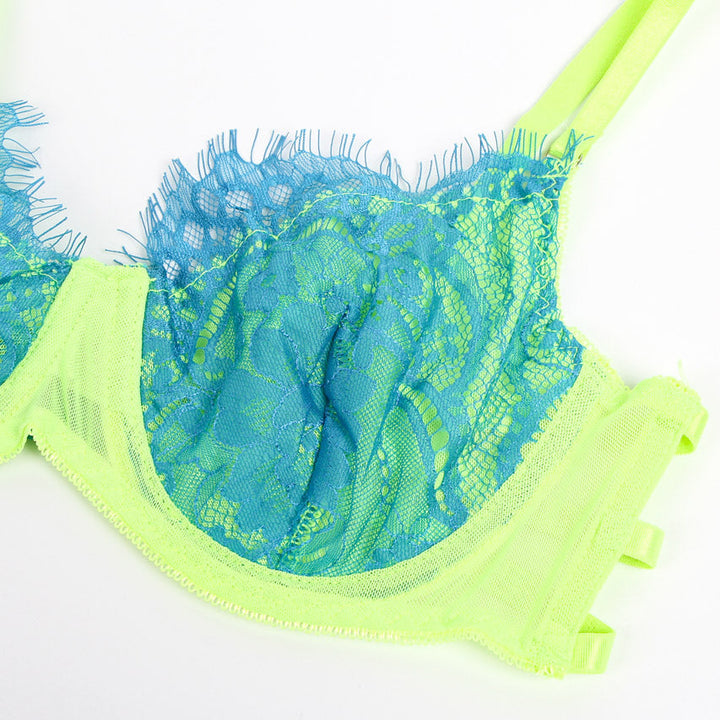 Neon Lace Bra Lingerie Set