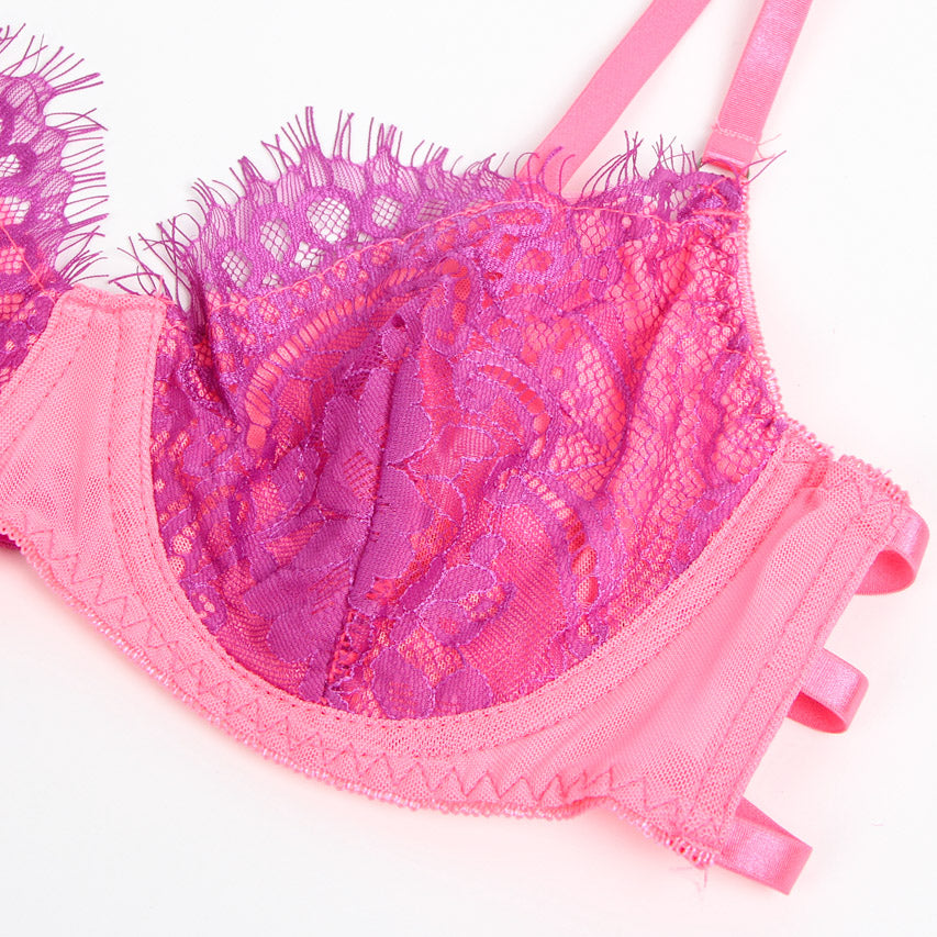 Neon Lace Bra Lingerie Set