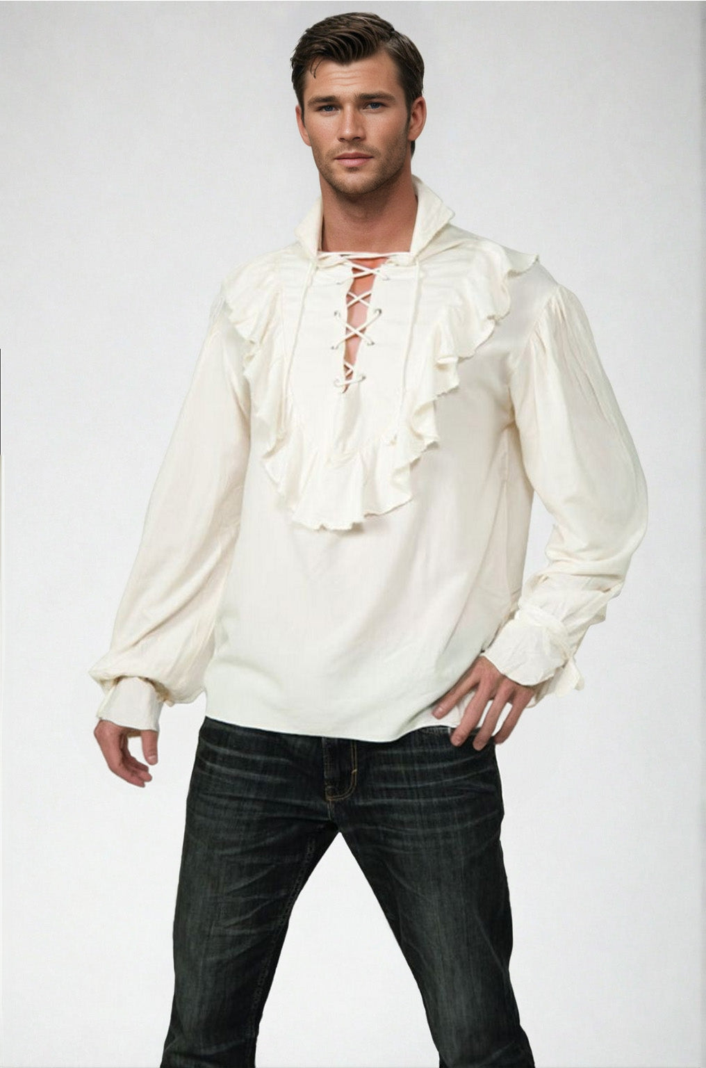 Men's White Pirate Costume Shirt