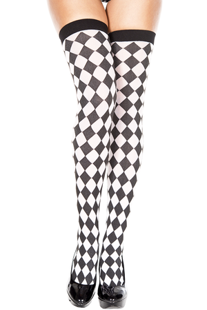 Checker Thigh High Stockings