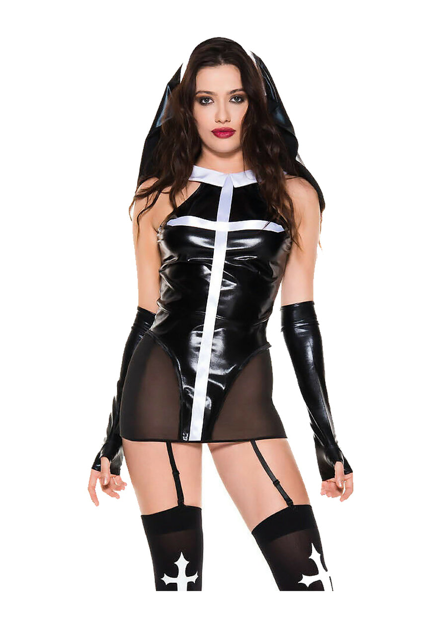 Sexy nun costume dress, dominatrix nun costume