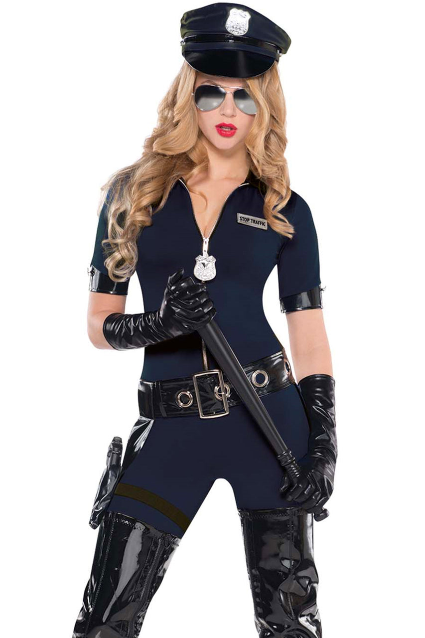 Sexy police costume, jumpsuit police costume, women's catsuit police costume