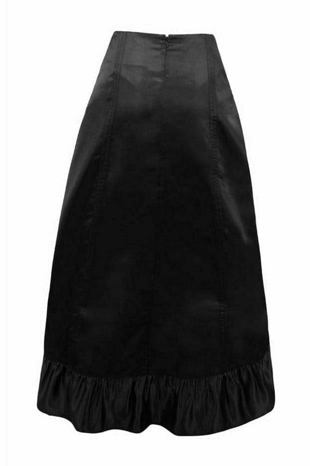 Black Satin Hi Low Ruched Ruffle Skirt - Daisy Corsets