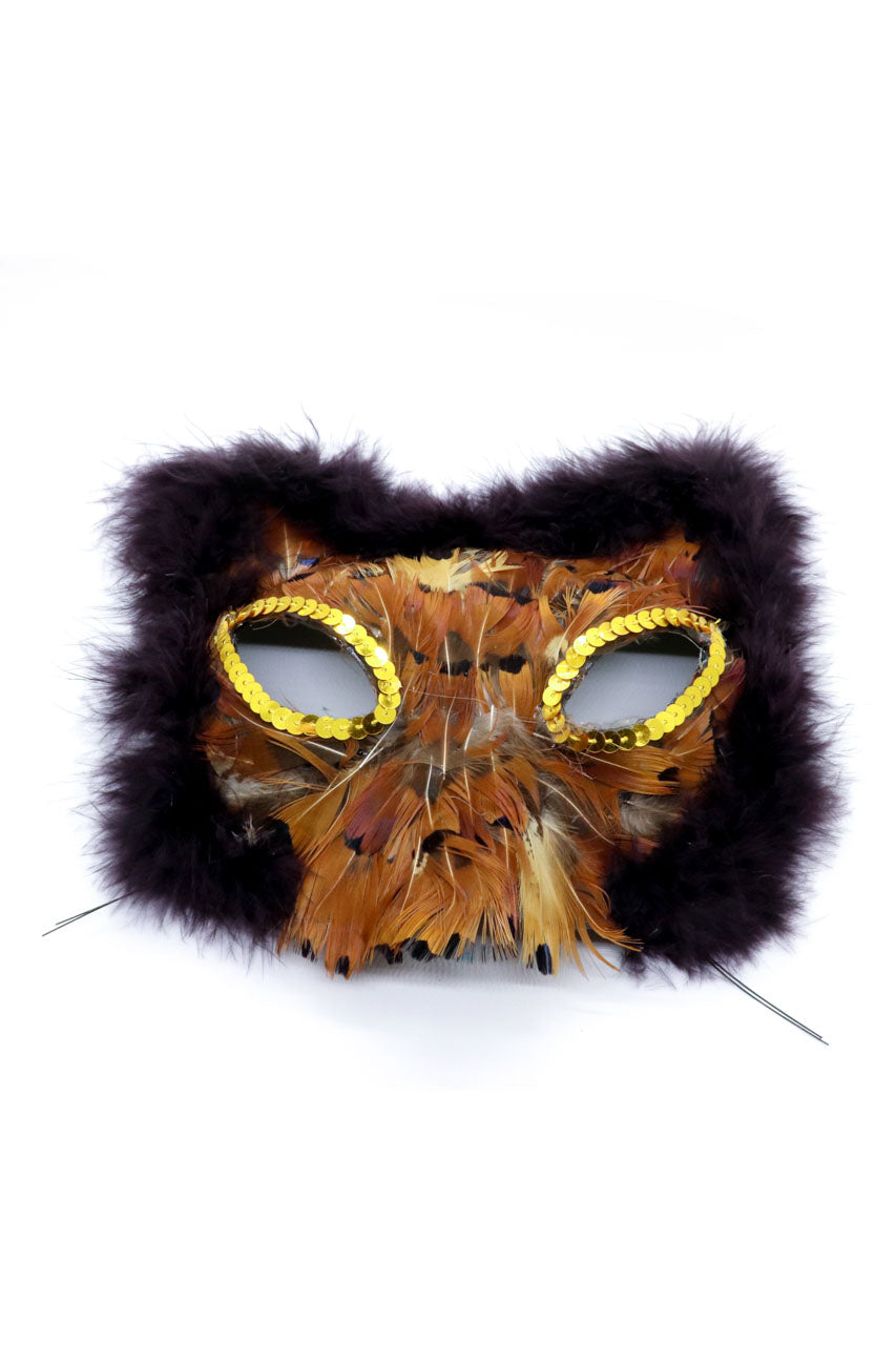 Gold Feather Cat Mask, Cat Mardi Gras Mask – 3wishes.com