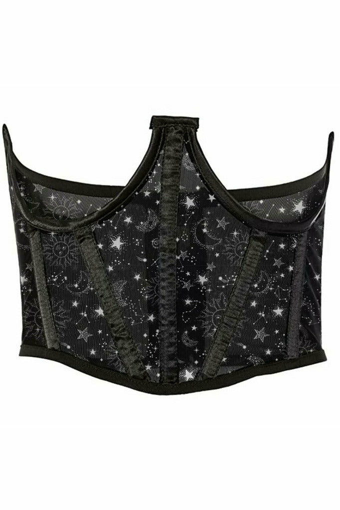 Celestial Print Mesh Underbust Waist Cincher | Underbust Corset Top ...