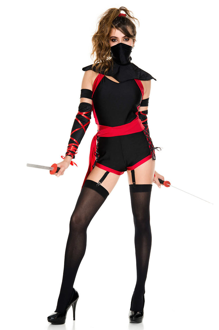 Warrior of the Night Costume, Black and Red Ninja Costume – 3wishes.com