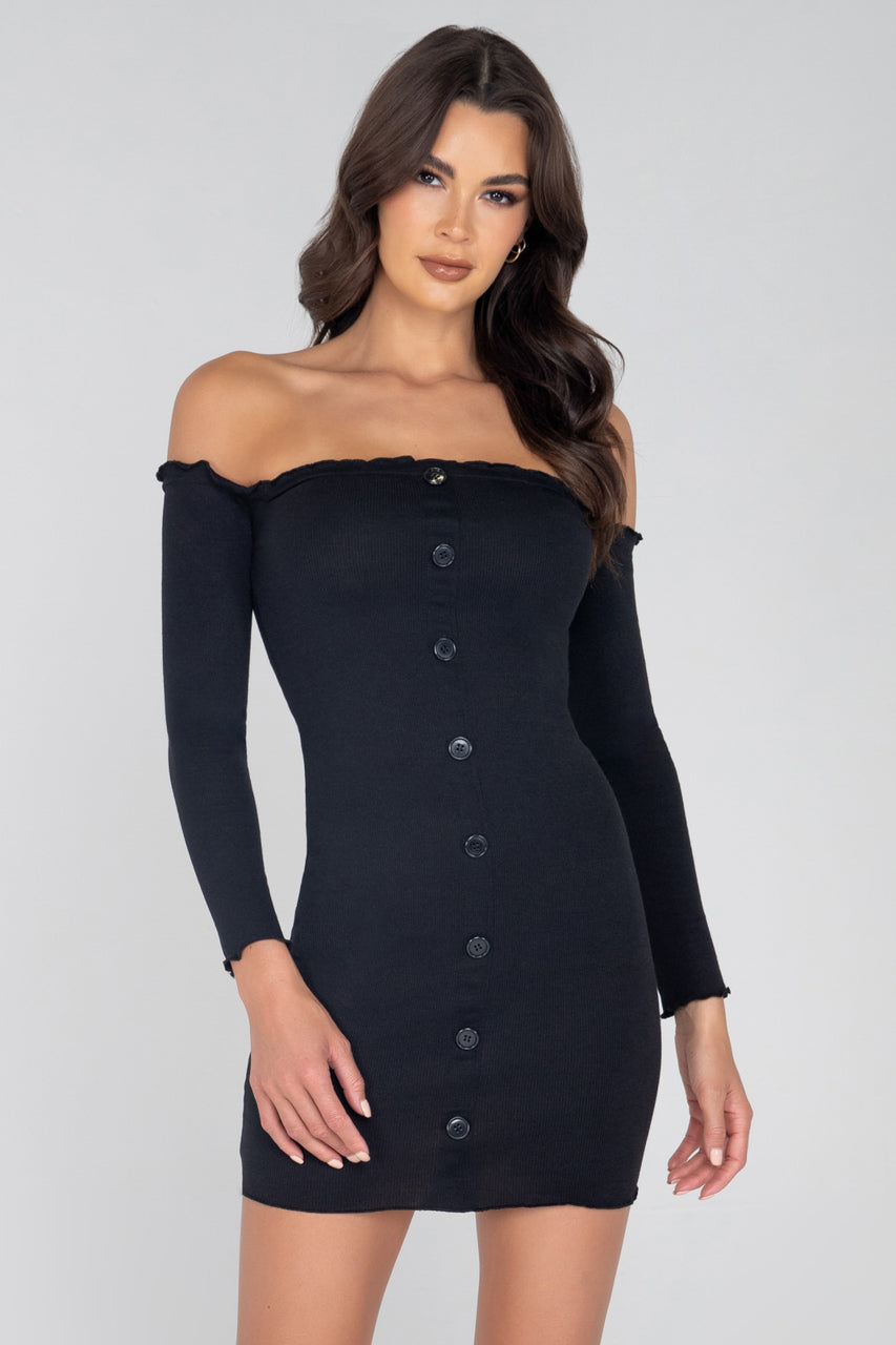Ribbed Off the Shoulder Mini Dress, Ribbed Club Dress – 3wishes.com